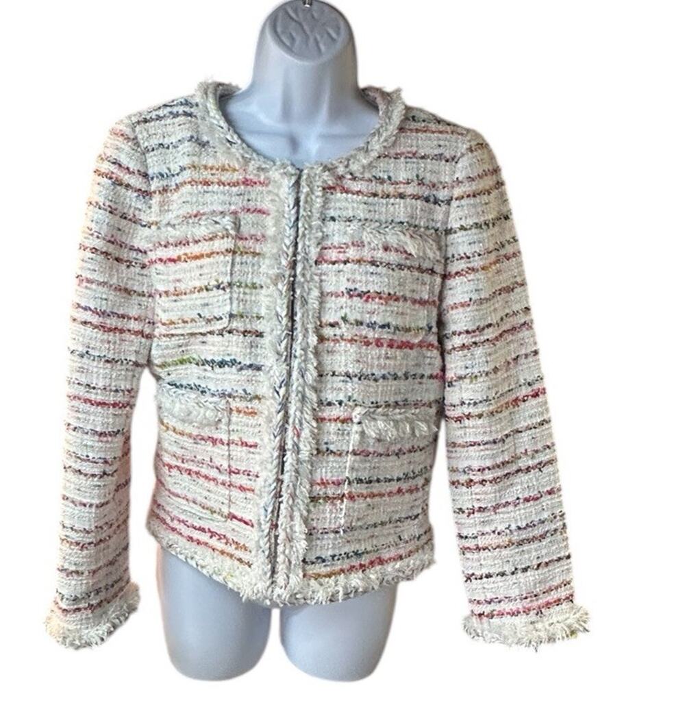 J. Crew French Tweed Lady Jacket Size 4 Rainbow Tweed Blazer
